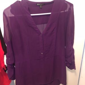 Express sheer top purple small blouse